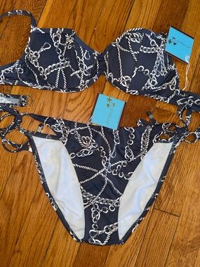 NWT letarte luxe 2 piece bikini swim set M top L bottoms side tie